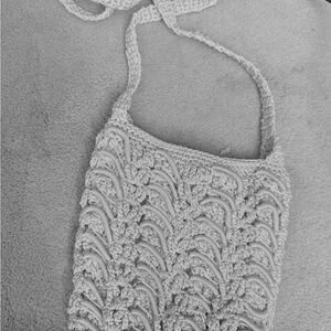 Elegant Crochet Shoulder Bag - Gray